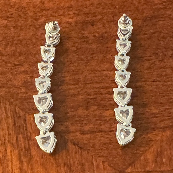 Stunning Hearts, Simulated Diamonds, White Gold Plated, Cubic Zirconia Earrings - Picture 13 of 13